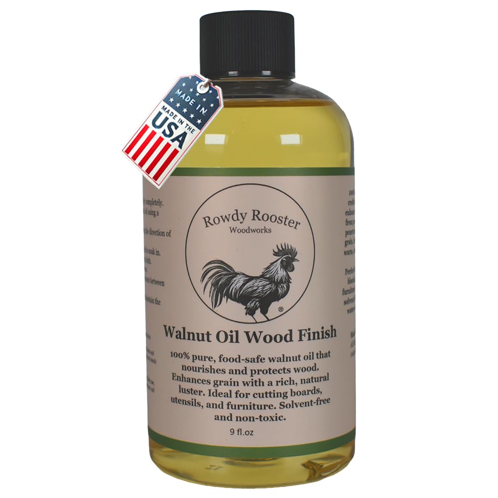 Refined Walnut Oil for Wooden Kitchen Items and More - Premium Wood Finish, Conditioner & Sealer, Food Safe, Long-Lasting, Protects and Seals, Light Color, USA Made (9 fl.oz)
