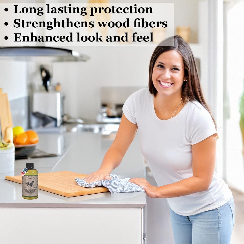 Refined Walnut Oil for Wooden Kitchen Items and More - Premium Wood Finish, Conditioner & Sealer, Food Safe, Long-Lasting, Protects and Seals, Light Color, USA Made (9 fl.oz)