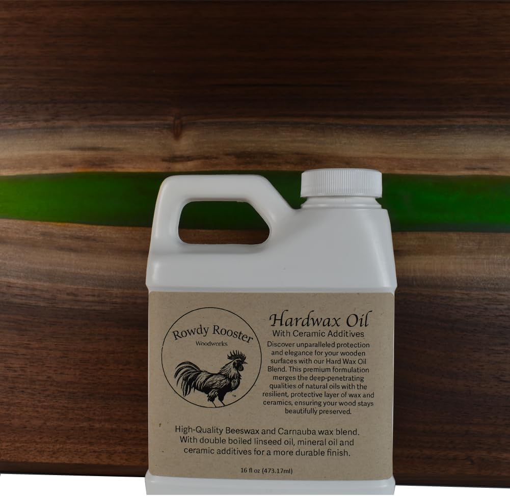 HardWax Oil With Nano-Ceramic Additives - Furniture Oil, Beeswax and Carnauba Wax Blend - Durable Satin Wood Furniture Finish With Added Ceramic Protection, Bare Wood Finish Sealer-USA Made-(16 fl.oz)