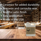 HardWax Oil With Nano-Ceramic Additives - Furniture Oil, Beeswax and Carnauba Wax Blend - Durable Satin Wood Furniture Finish With Added Ceramic Protection, Bare Wood Finish Sealer-USA Made-(16 fl.oz)