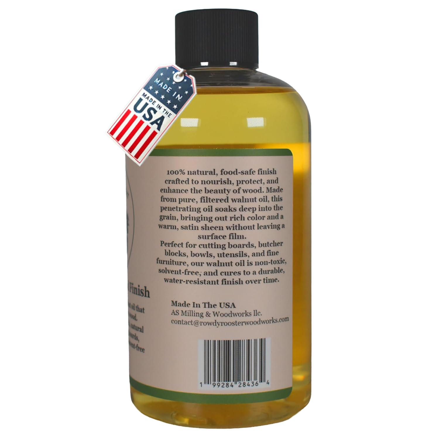 Refined Walnut Oil for Wooden Kitchen Items and More - Premium Wood Finish, Conditioner & Sealer, Food Safe, Long-Lasting, Protects and Seals, Light Color, USA Made (9 fl.oz)